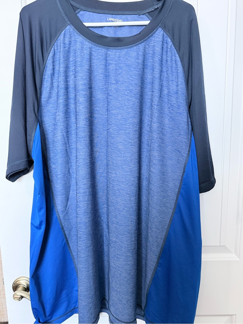 Lands’ End Men’s 4XL Tall Blue Rash Guard Swim Shirt UPF Sun Protection